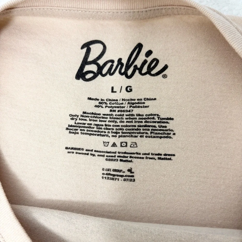 Barbie Rodeo Graphic‎ Solid T-Shirt Flesh Beige Cotton Blend Top Size L - Picture 4 of 6